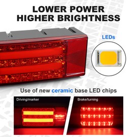 NeaLia Boat Trailer Lights with Metal Box, Submersible LED Trailer Light Kit for Jet Ski Marine Karavan, IP68 Waterproof Taillight with License Plate Bracket Jetski Pontoon Turn Signal Rear Tail Brake