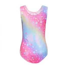 Cucudy Gymnastics Leotards for Girls - Long Sleeve & Sleeveless Gradient Color Sparkling Leotards Ballet Dancing Unitards Gymnastics Outfit for 5-12 Years Girls (ColorStar-Short, 12 (11-12 Years)