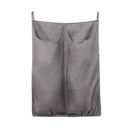 HSOFTIFY 100% Pure Linen Dual Hanging Laundry Bag with 2 Deep Pocket and 2 Side Zipper 20x27in, Over The Door Laundry Hamper Space Saving Hampers for Dirty Clothes Home Travel, Grey