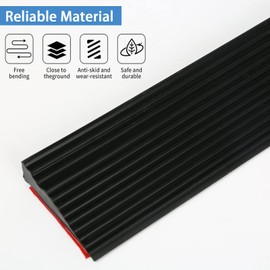 Rampa de umbral de elevación de 0.6 pulgadas, rampa de umbral de goma antideslizante, tira de transición para puerta interior o exterior, baño, silla de ruedas (negro)