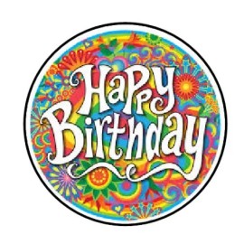 handmade 48 HAPPY BIRTHDAY RETRO ENVELOPE SEALS LABELS STICKERS 1.2" ROUND