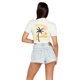 Volcom Women's 1991 High Waisted Cutoff Denim Jean Short, Allover Stone Light, 26