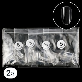 Elvia Short Oval Nail Tip No. 5 200p, clear, 2 pcs / 엘비아 숏오발 네일팁 5호 200p, 클리어, 2개