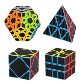 MAGIC SELECT Magic Cube Pyraminx, Skewb, Megamynx, Square, Pack Meilong Moyu Cubing Classroom Non-Slip Carbon Fiber with Faster Spin, Easy and Smooth, 3D Puzzle, Beginners and Professionals