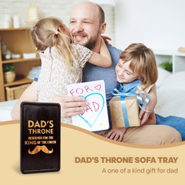Father 's Day Gifts from Daughter Son Kids,Dads Throne Acacia Wood Sofa Tray, Dad Gifts - Father 's Day Gifts for Husband from Wife - Fathers Day Birthday Gifts for Dad