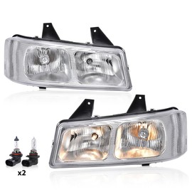 GRAND ORANGE Headlights Headlamps w/Bulbs Compatible with Chevy Express 1500 2003-2014/2500 3500 2003-2023, Fit GMC Savana 1500 2003-2014/2500 3500 2003-2023 Clear Lens Chrome Housing LH&RH