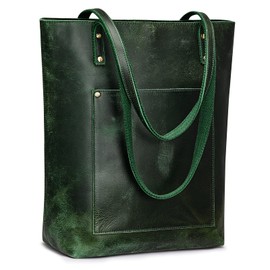 S-ZONE Women Vintage Genuine Leather Tote Bag Large Shoulder Purse Work Handbag