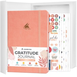 Clever Fox Gratitude Journal Premium - Happiness, Positivity & Affirmation Journal – Inspirational Daily Notebook, 6 Months (Peach Pink)