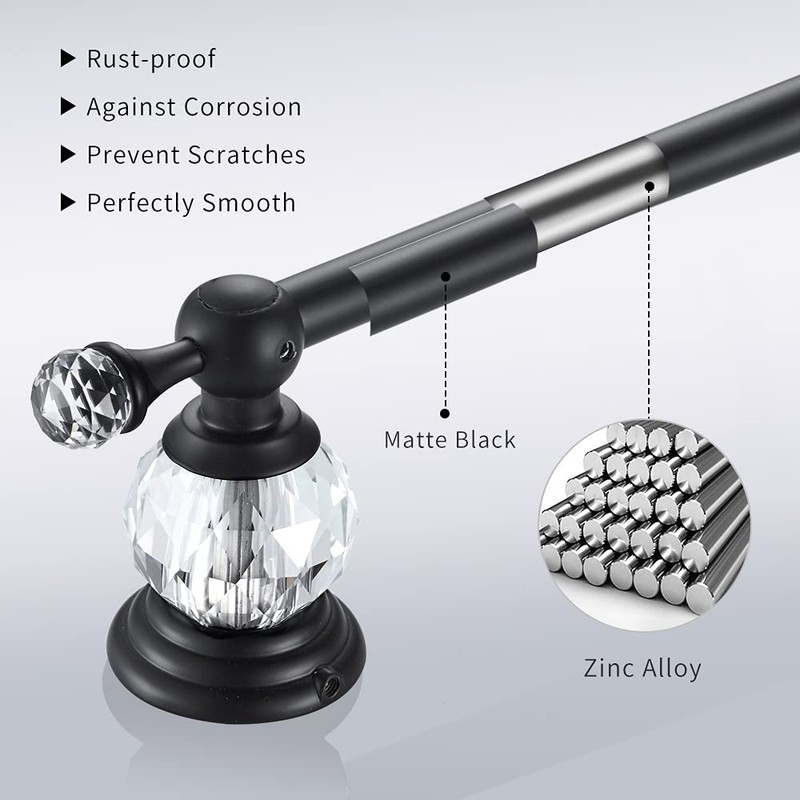 WOLIBEER Crystal Bathroom Hardware, Black 24 Inch Towel Bar Set