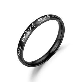 MAGIIE Jewellery Men's Rings Steel Titanium Women's Keep Going Rings Black Couple Partner Rings Size 52 to 70, Stainless Steel, No Gemstone
