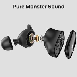 Monster N-Lite 206 Bluetooth Wireless Earbuds in Ear Headphones, Bluetooth 5.4 Ear Buds Built-in Mic, Comfortable Fit, Touch Control, Type-C Fast Charging, IPX6 Waterproof, 25H Playtime, Black