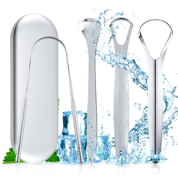 Tongue Scraper for Adults and Kids, 100% Stainless Steel Tongue