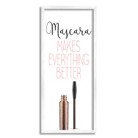 Stupell Industries Mascara Fashion Designer Modern Pink Word, Design by Kimberly Allen White Framed Wall Art, 10 x 24