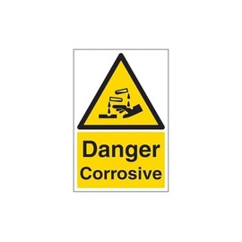 V Safety Danger Corrosive Warning Sign - 200mm x 300mm - 1mm Rigid Plastic