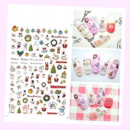 (Lot of 2 Sheets) Butterfly Nail Stickers Waterproof DIY Decal Pink Flower Type 114 Xmas for Nails Design Nail Art Stickers Decals Supplies Manicure Tips Sticker Colorful for Nail Decorations