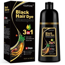 Instant Negro Hair Tinte Shampoo 3 En 1 para Cobertura de Cabello Gris para Mujeres y Hombres                                                         