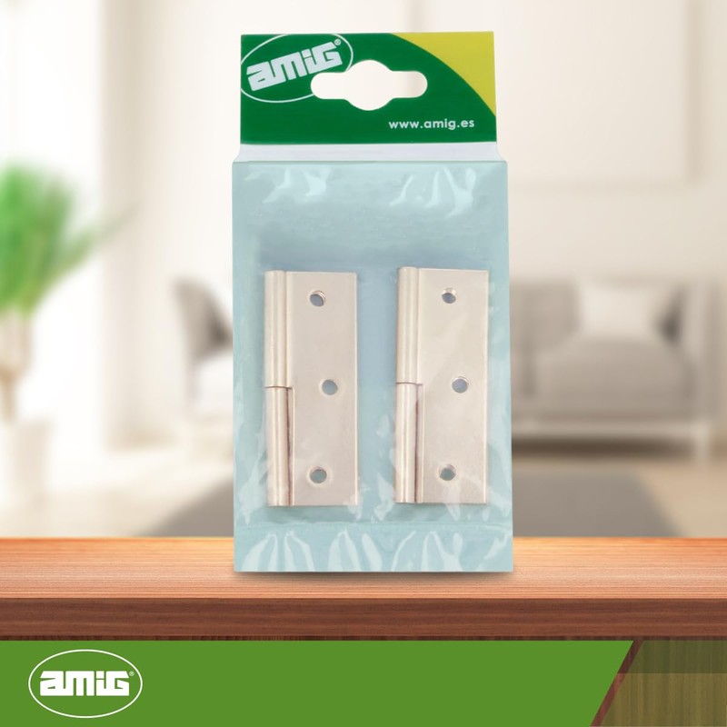 Amig - 2er Pack Möbel-Scharniere - Rechtsöffnung - Messingstahl -