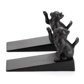 Sumnacon 2 Pcs Cast Iron Cute Cat Door Stops - Heavy Duty Rustic Door Stoppers Avoid Drilling Holes, Vintage Metal Door Wedges on All Floor Surfaces for Home Office Commercial Industrial