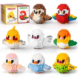 HIGH GODO Bird Parrot Building Sets for Adults, 8 Pack Mini Birds Animal Party Favors for Kids 8-12, Goodie Bags Stuffers, Small Prize Toys Gifts for Teens Girls Boys