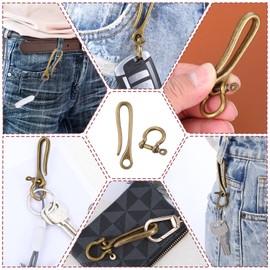 HJZHII 2 Pcs Fish Hook Key Chains, Belt Clip for Keys Antique Bronze Fish Hook Key Chains Retro Wallet Clip Belt Buckle Pocket Clips U Shaped Keychain for Men Women