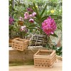 4" Natural Wooden Square Hanging Basket Outdoor Garden Planters 2-Pack