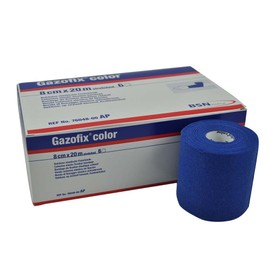 BSN Gazofix Color Fixation Bandage, Bandage, Fixation Bandage, Cohesive, Elastic, 8 cm x 20 m, Blue, 1 Roll