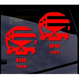 Signage Cafe Patriotic Punisher Skulls Two PK 5" Red Vinyl Decals Police Officer Firefighter