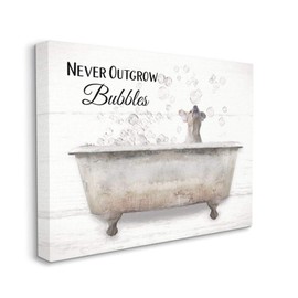 Stupell Industries Never Outgrow Bubbles Bath Dog in Tub Word Design Wall Art, 30 x 40, Canvas