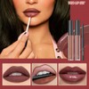 3 Stück Matt Lippenstift Lipgloss Lipliner Langanhaltender Hochpigmentiert Wasserfester Nude