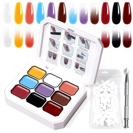 U-Shinein Gradient Painting Gel, 9 Colors Ombre Gel Nail Polish with 100Pcs Nail Sponges & 4 Claws Metal Grabber Sponging for Ombre Nails Aura Nails French Manicure Soak Off UV Victorian Oddity
