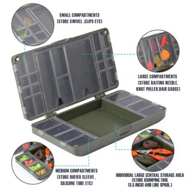 Sougayilang Carp Fishing Rigs Box,Fishing Tackle Storage Boxs Feeder Organiser Perfect for Carp, Neatly Organises Hooks and Accessories-P
