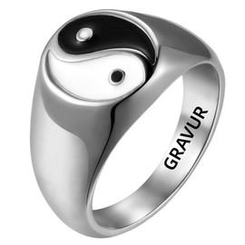 OIDEA Vintage Personality Yin and Yang Clapper Symbol Stainless Steel Men's Ring Silver