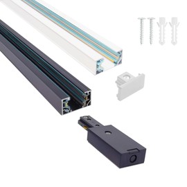 H Track Lighting Rails Kit 120V 5FT 3-Wire H Type Single Circuit with End Caps and Live End Feed Connector, Mounting Hardware (Black)