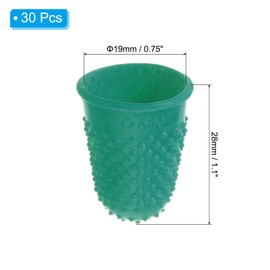 PATIKIL Rubber Finger Tips, 30 Pack Silicone Thumb Fingertip Protector Finger Cots Covers Guard Pads Thimble Grips for Office Counting Sewing, Green S Size