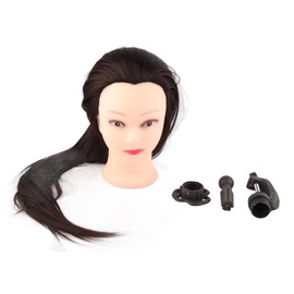 lyrlody 24 Inch Hairdressing Practice Head Model Mannequin Made of 30% Real Hair for Cutting, Braiding, Styling, Straightening, Curling with Clamp Holder, Default