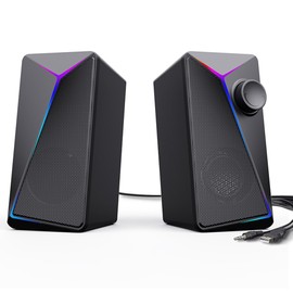 ROSON Computer Speakers, PC Speakers with Enhanced Bass and Volume Control, Stereo 2.0 Gaming Speakers, USB Powered 3.5mm Aux Cable Multimedia Speakers for Laptop/Desktop/Tablets/Phone