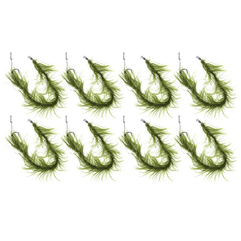 8PCS Carp Fishing Tied Hair Rigs Nylon Green Grass Line