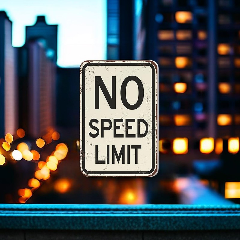 BTFSigns 8" x 12" No Speed Limit Aluminum Sign -