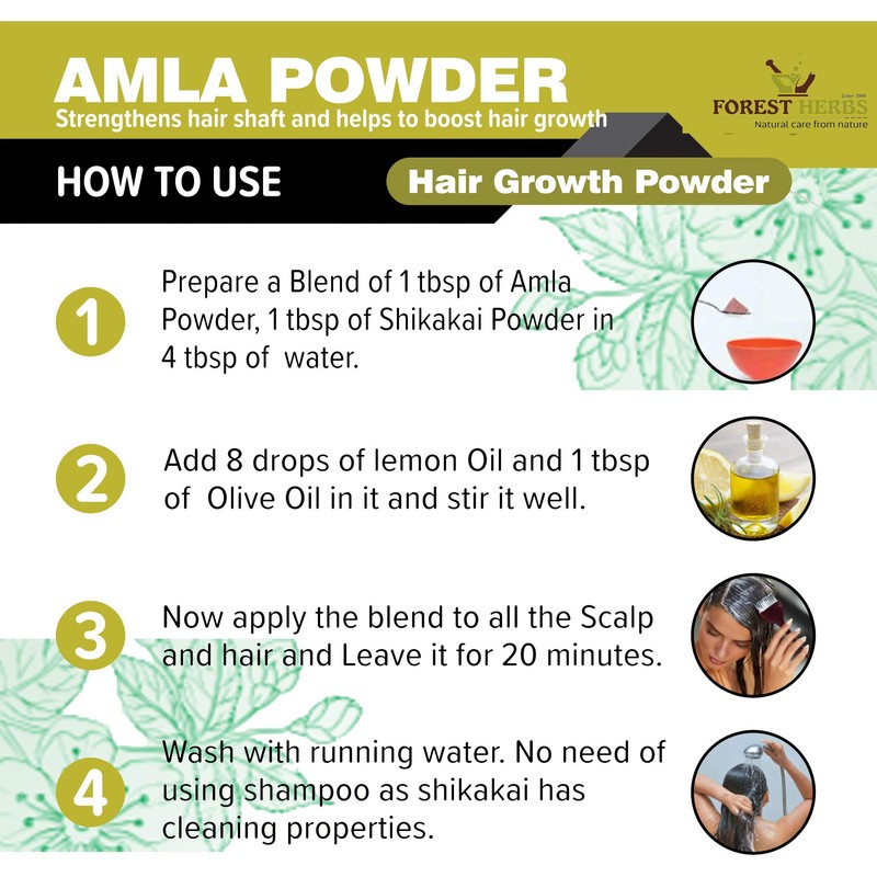 Forest Herbs 100% Natural Organic Amla Powder For Hair Growth