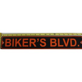 Metal Street Sign Biker's Blvd Harley Davidson Biker Cave Bar Decor 3"x18"
