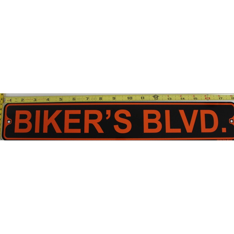 Metal Street Sign Biker's Blvd Harley Davidson Biker Cave Bar