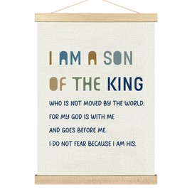 BCUANGD Christian Religious Wall Decor - Kids Boys Nursery Wall Art Poster Hanger with Wood Frames, Inspirational Scripture Wall Hanging Canvas Decor for Home Boys Room Bedroom, 12x16 Inches