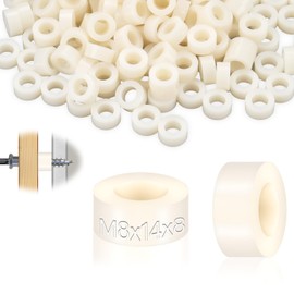 SWTYExt Spacer Sleeves Plastic M8 Round Spacers Pack of 50 ABS Spacers Nylon Washers 14 x 8 mm Insulation Washers White for M8 Spacers Screws