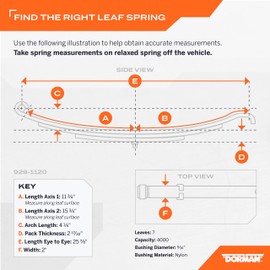Dorman 929-1120 Utility Trailer Leaf Spring, Eye/Slipper:Hook, 2" Width, 25 7/8" Length, 2 5/8" Arch, 7 Leaf, 4000lb Capacity