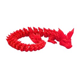 Red 22in. Crystal Dragon – Articulated Fantasy Fidget Toy, 3D Printing Fidget Toys – Unique Desktop Decoration – Gifts & Stocking Stuffer - Flexible, Fun for Office, Class, Work, Decor
