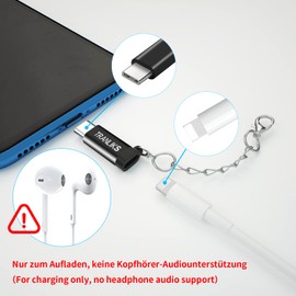 TRANLIKS Light-ning USB C Adapter Lightning Female to USB C Male Only for Charging Mobile Phones (Headphone Audio Not Supported and Data Transfer) - Black, Pack of 2