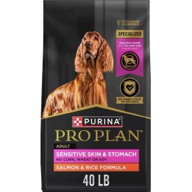 Purina Pro Plan Adult Sensitive Skin & Stomach Salmon & Rice Dry Dog Food, 40 lb