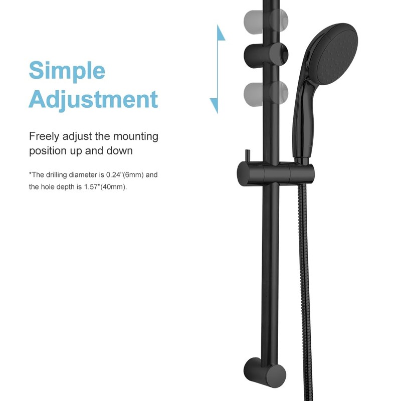 OFFO Shower Slide Bar 24 in Segmental Slide Bar Adjustable