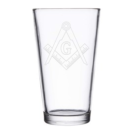 Mason Masons Masonic Live Better Logo Symbols - Laser Engraved Pint Glasses for Beer, 16 oz Stein