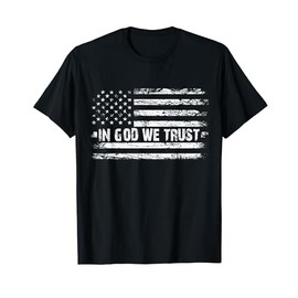 Vintage In God We Trust USA Flag Cross Patriotic Christian T-Shirt